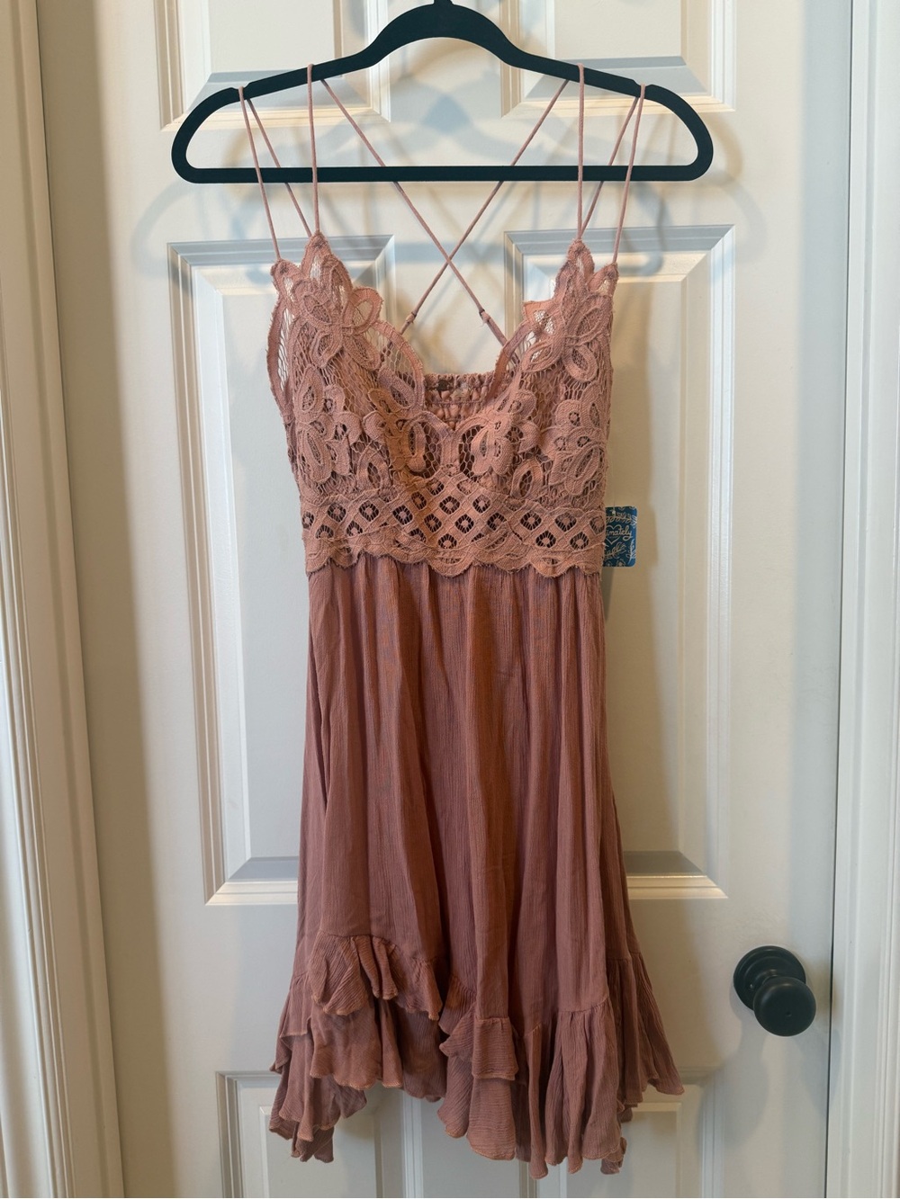 Free People Lace-Trim Slip Dress in Dusty Rose